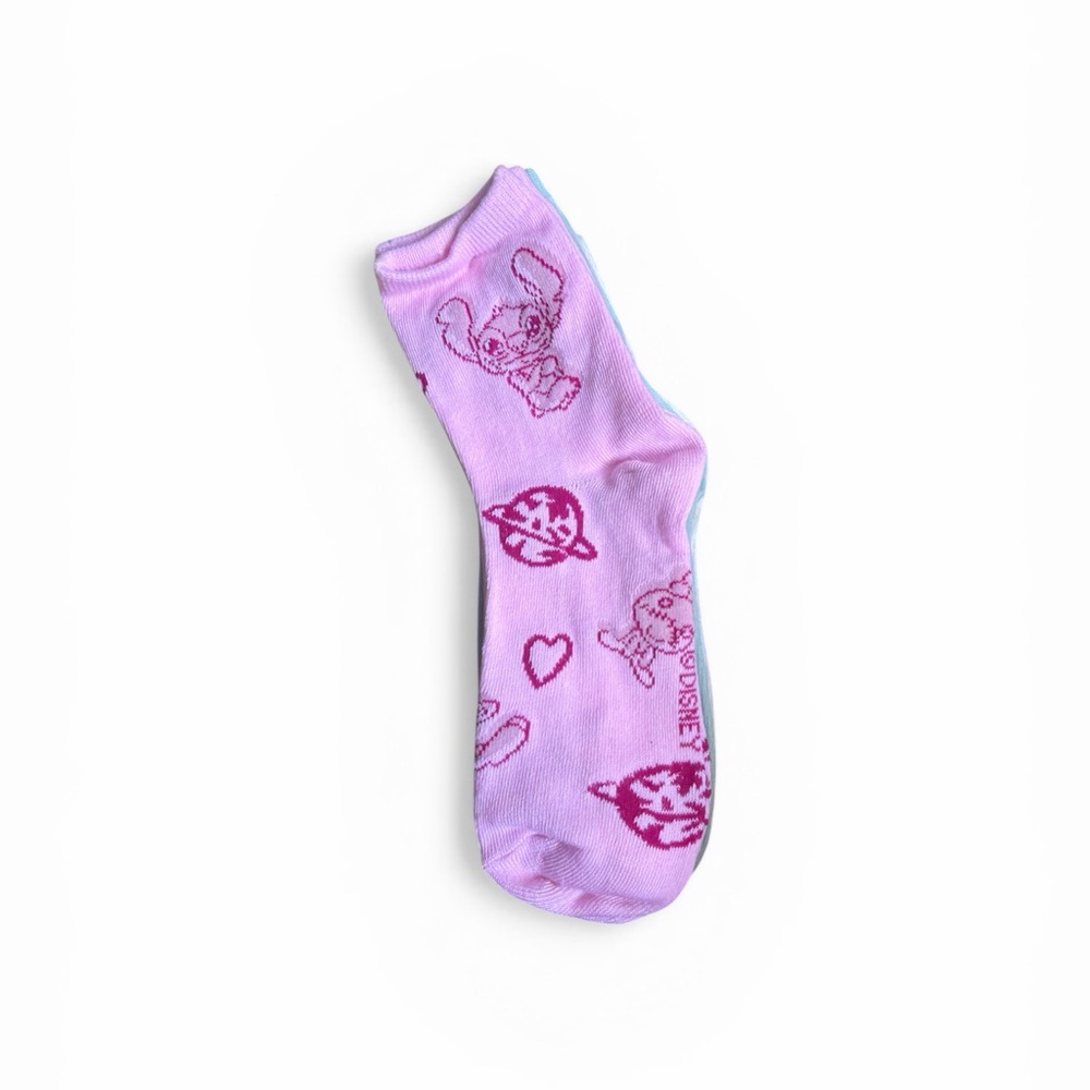 Disney Socks Pink Green Tan Lilo & Stitch Patterned Socks 3pk